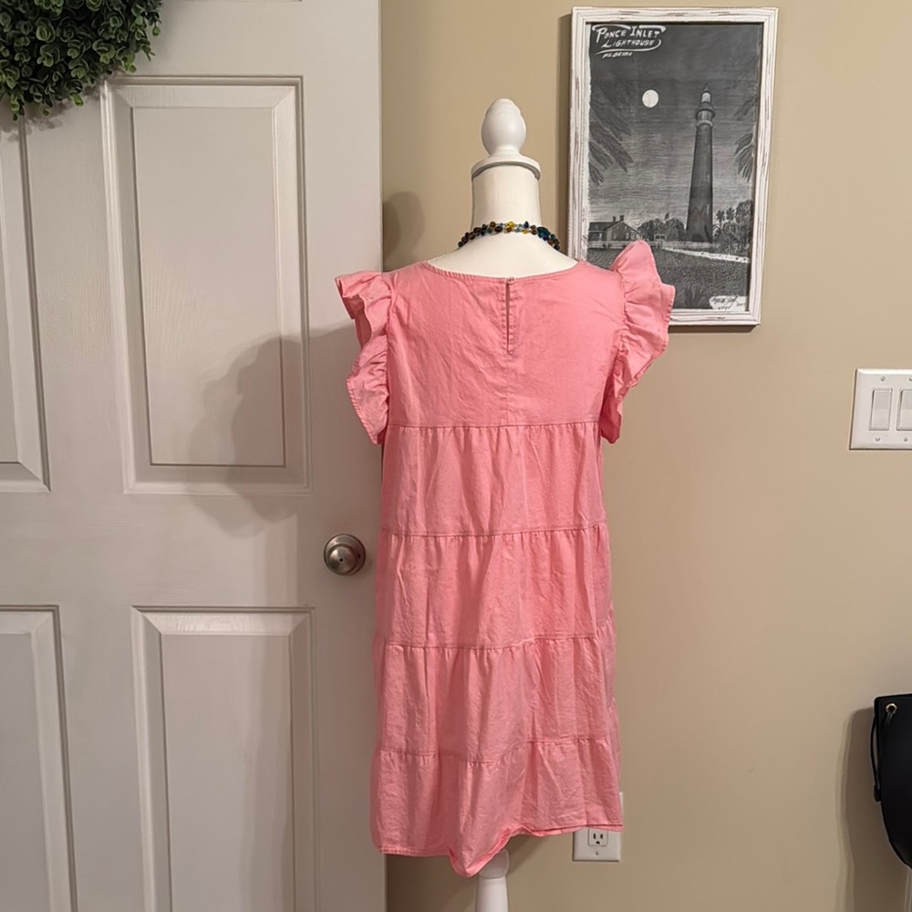 Pink Ruffle Sleeve Kids Dress - Picture 4 of 5